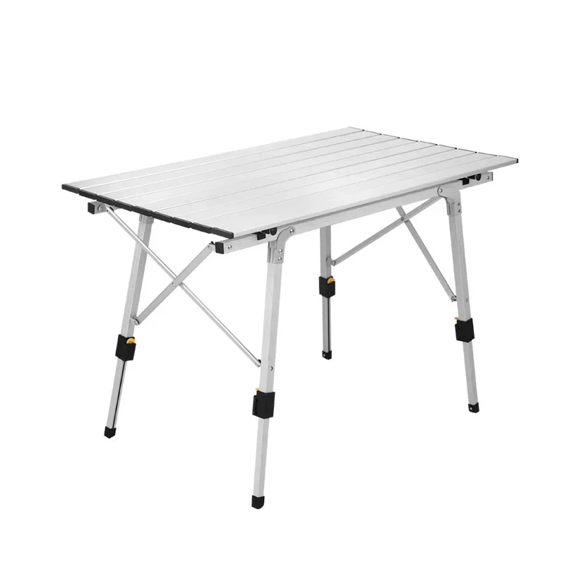 Aluminum height adjustable frame light weight folding camp foldable table tall portable outdoor roll up table