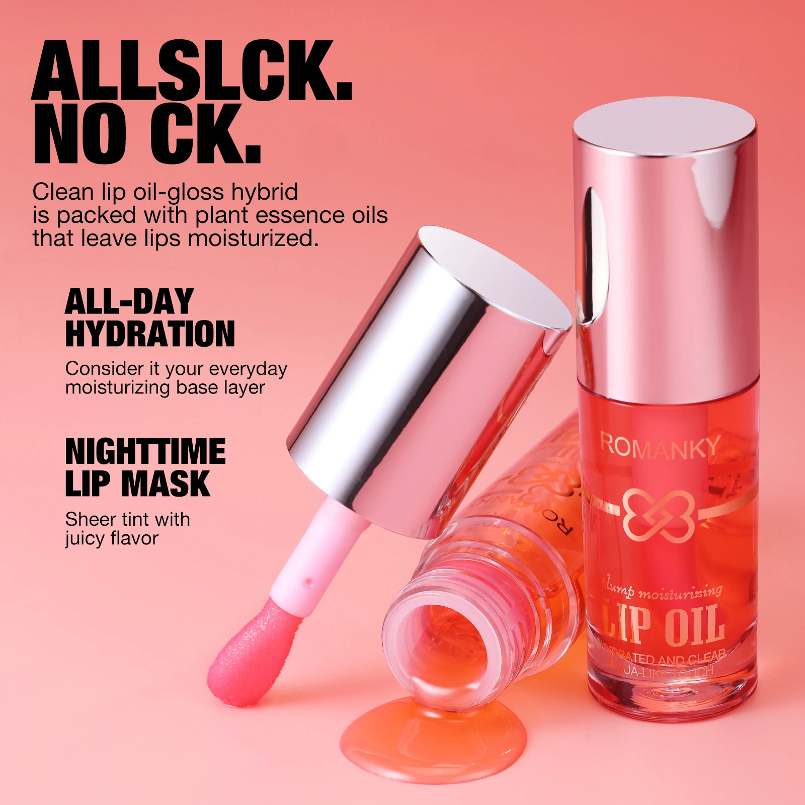 ลิปออยล์ให้ความชุ่มชื้น, ลิปกลอสสีเงา, ลิปบาล์มชนิดน้ำให้ความชุ่มชื้น, ไม่เหนียวเหนอะหนะ, คละสี, แต่งหน้าสำหรับผู้หญิง