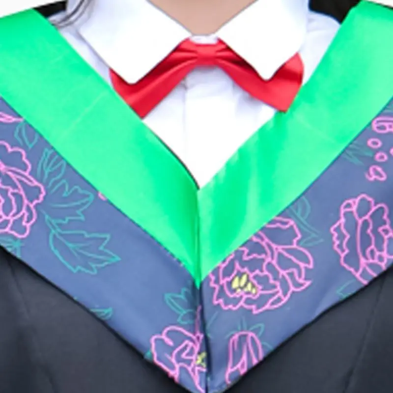 Traje de Doctor de la universidad, traje de graduación para estudiantes, bata suelta de Color sólido con cuello en v, conjunto de vestido y sombrero para graduados