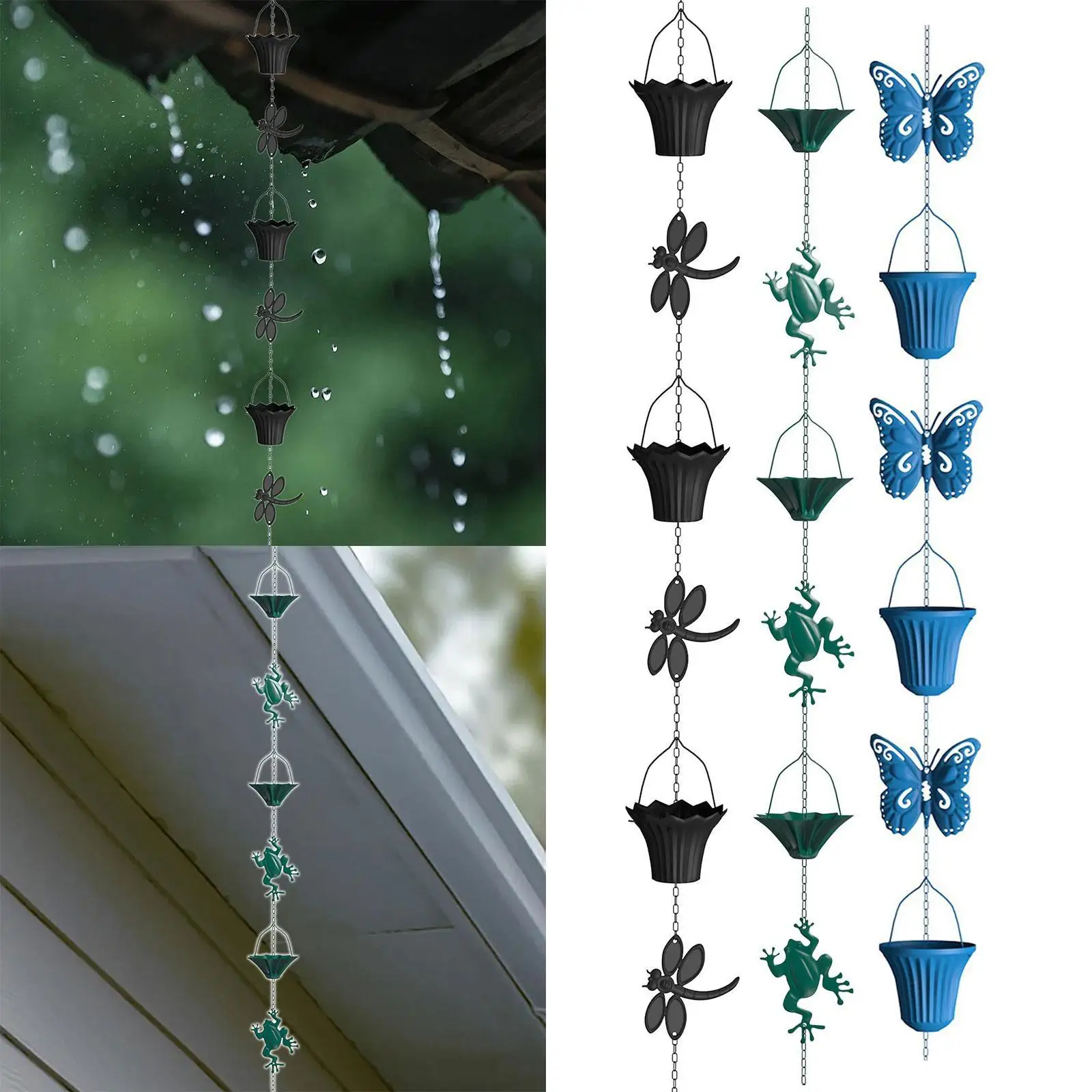 

Rain Chain Rain Water Catcher Replacement Garden Decor Rain Collection Downspout Chain for Sheds Yard Home Roofs Awnings