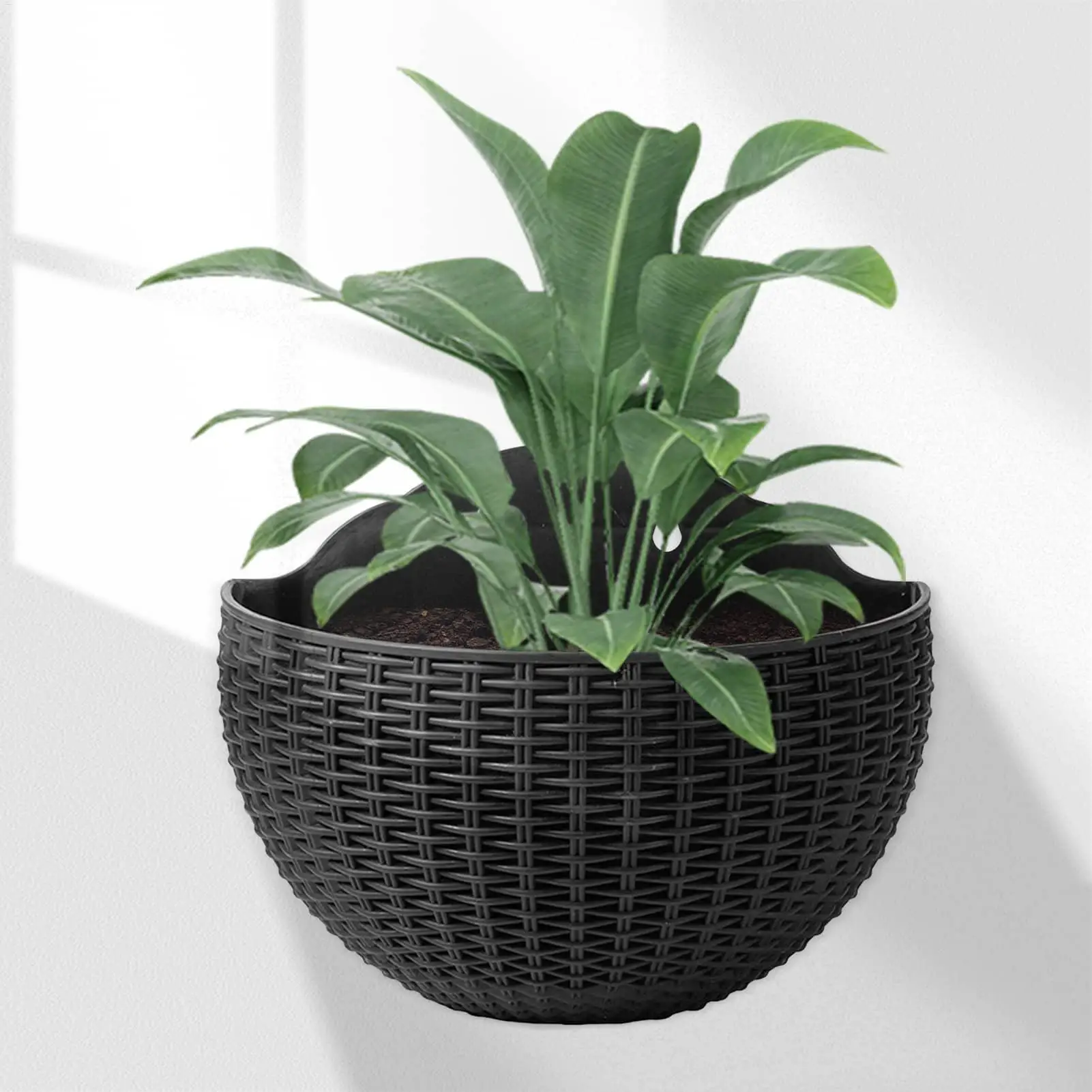 European Style Imitation Rattan Wall Hanging Half Round Flowerpot Planter Semicircular Wall Decorations Flower Pot Balcony