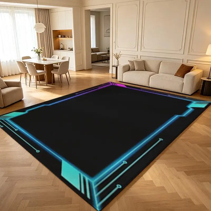 1 Piece Neon Circuit Style Carpet, Soft Comfortable, All Seasons, Lightweight Easy To Care, Home Decor, Room Decor, Autumn, Winter, For Gaming Room, Living Room, Bedroom