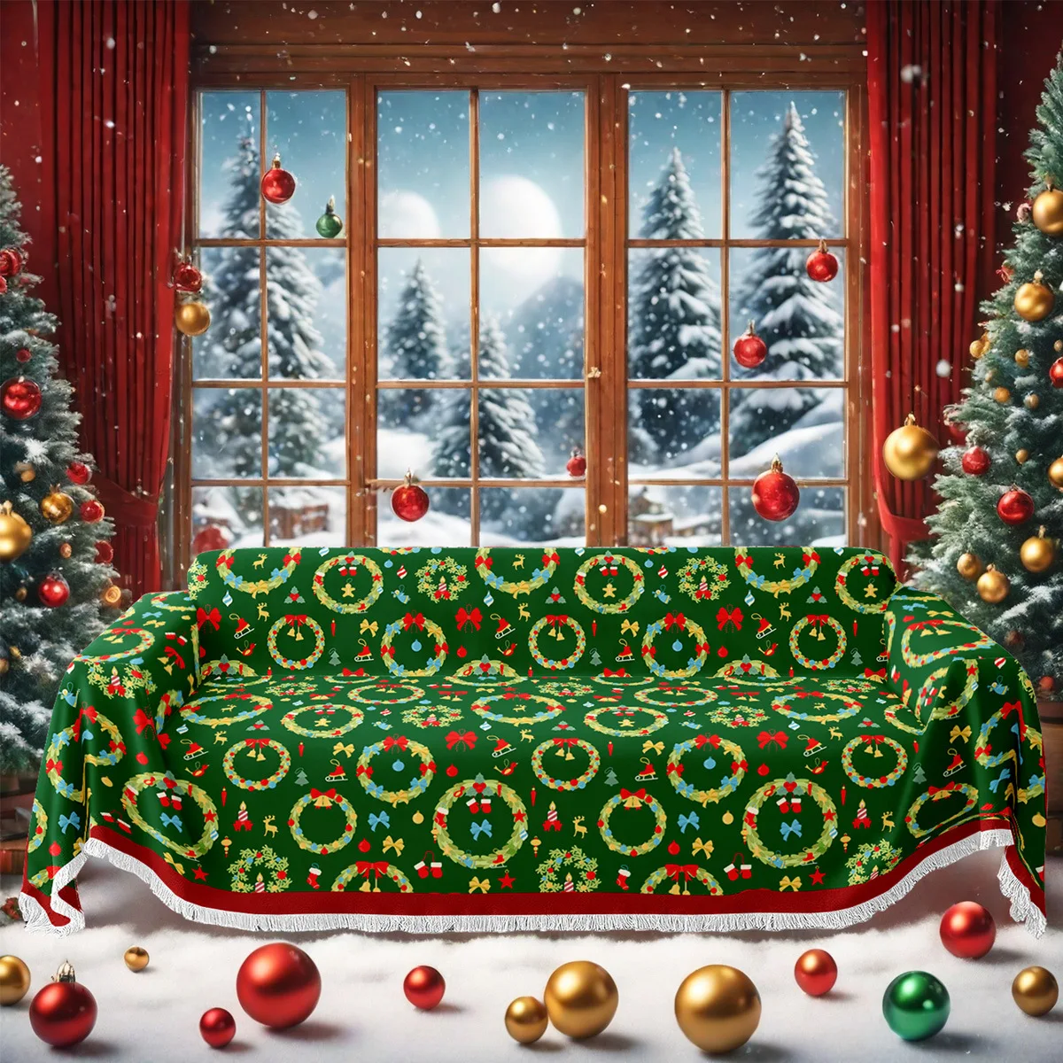 2026 جديد عيد الميلاد نمط أريكة رمي بطانية القط واقية ، كل موسم غطاء أريكة عالمي غرفة المعيشة أريكة يغطي زينة عيد الميلاد #5