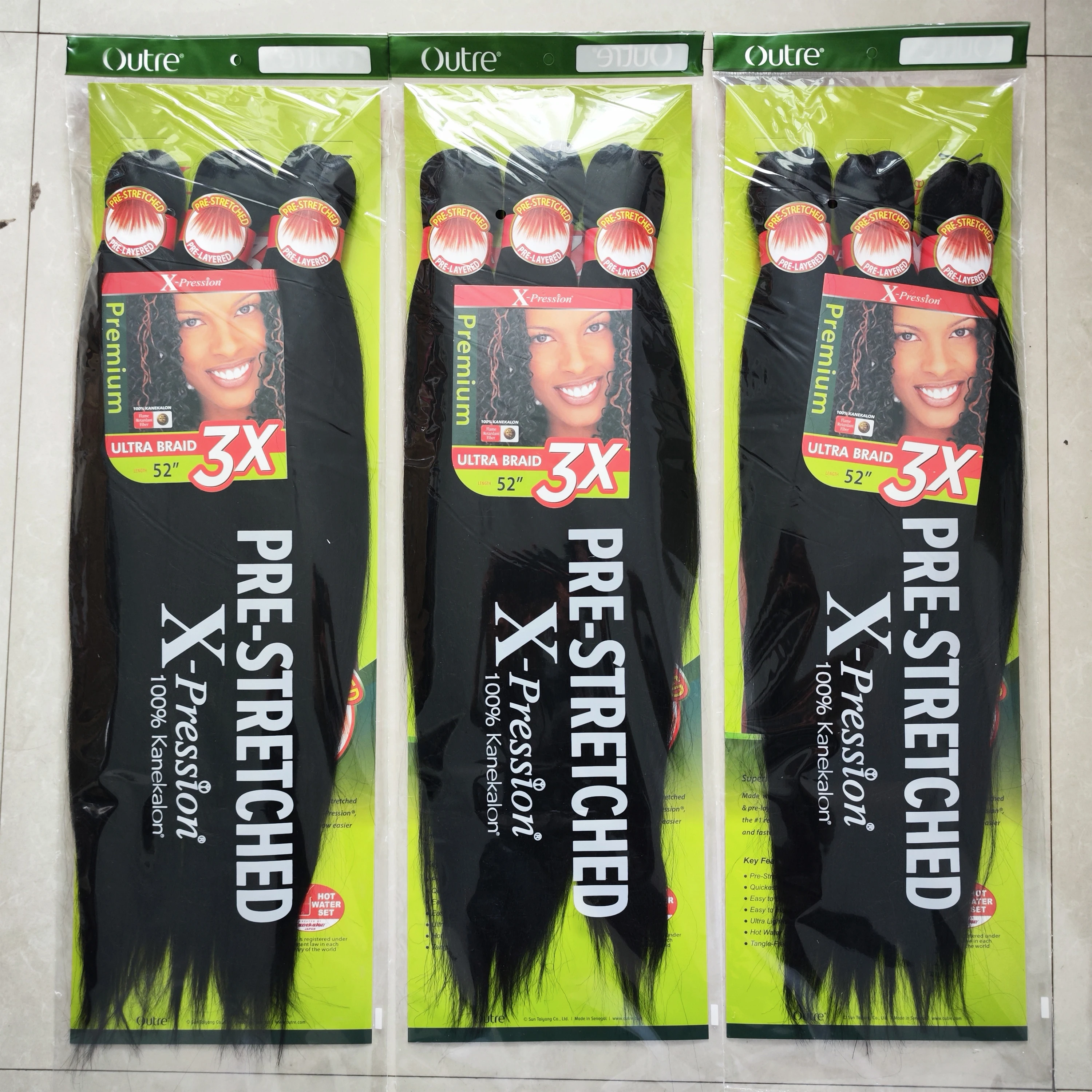 

X-Pression Prestretched Braiding Hair 3X Braid 52 Inch All Kanekalon Flame Retardant Synthetic Braid for Box Braids and Twists
