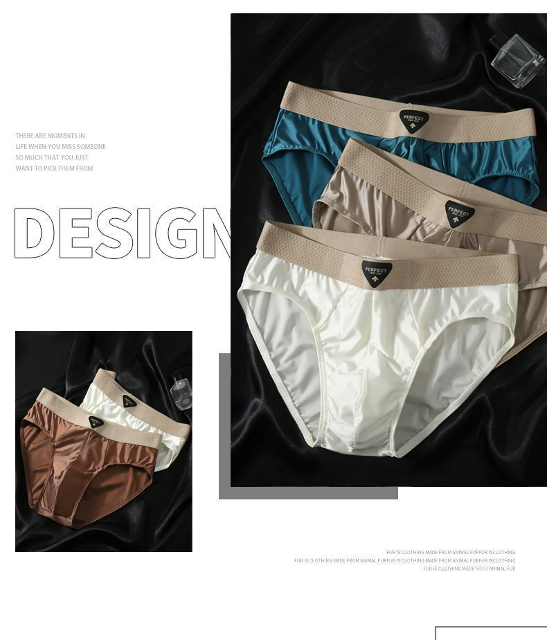 Herren Eisseide Boxershorts 4er-Pack Weiche Glatte Tägliche Unterwäsche in Verschiedenen Farben Flache Ecken Unterhose – Detail 4