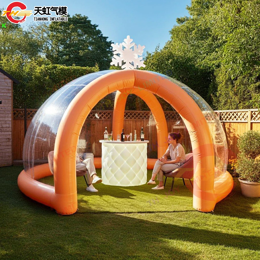 Tienda de campaña inflable transparente con iluminación LED para fiesta de carnaval al aire libre, barra de hielo hinchable, envío rápido