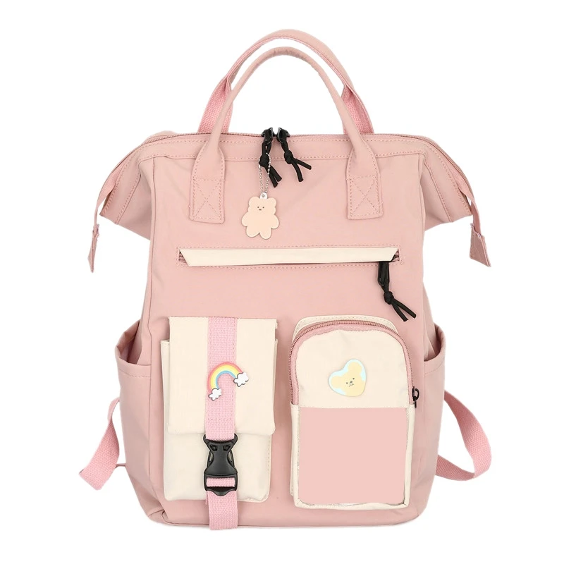 

Милый женский рюкзак с пончиками, Женский Большой Школьный рюкзак с кольцевой пряжкой, прозрачные рюкзаки с несколькими карманами для девочек-подростков