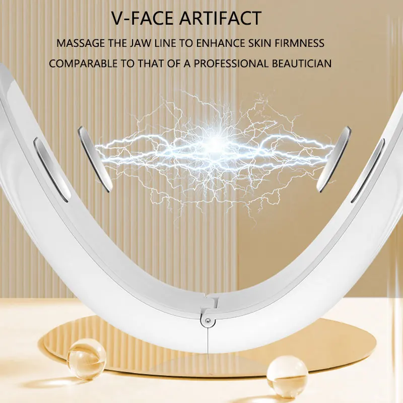 V 페이스 마사지 EMS 미세 전류 진동 마사지 페이스 리프팅 장치 레드 라이트 피부 회춘 이중 턱 리프트 업