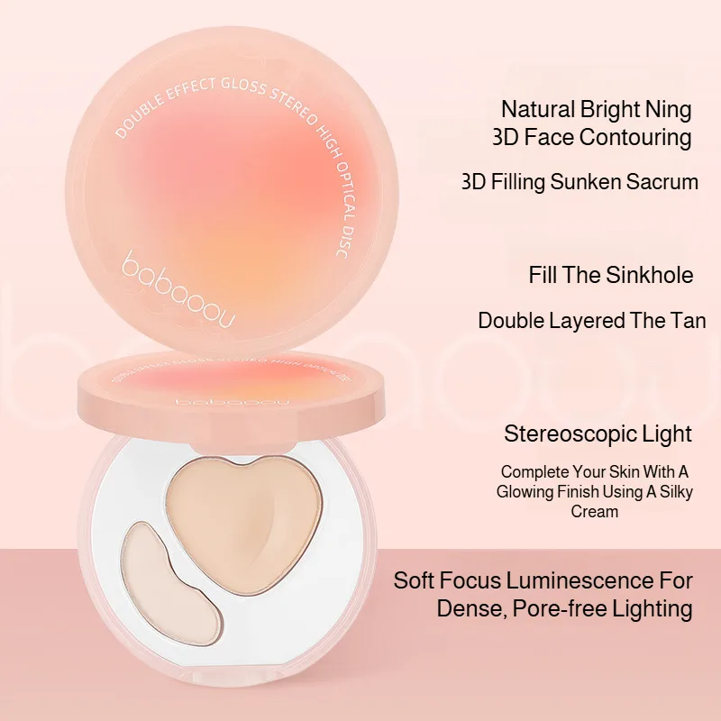 Resaltar crema doble efecto brillo doble combinación ranura de lágrima hundido resaltador brillante combinación mate
