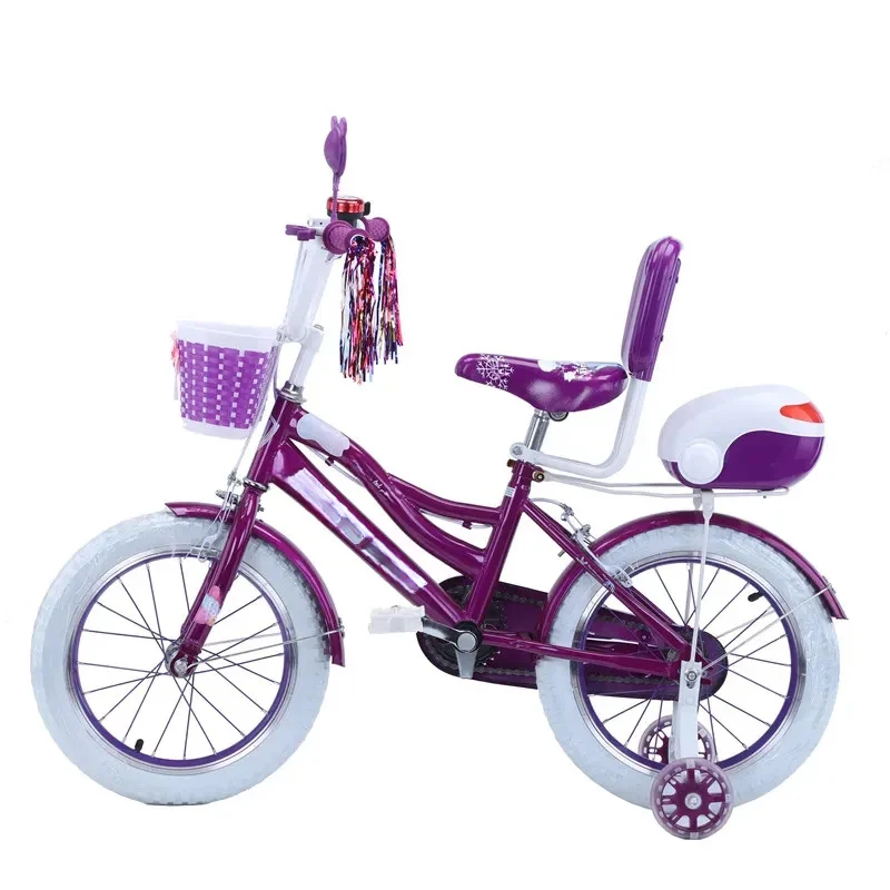 Factory Hot Selling High Steel Frame Girl Kids Bikes 8 Year Old 14 Inch 16inch  Purple White pink By Girl Big Toy Cycle