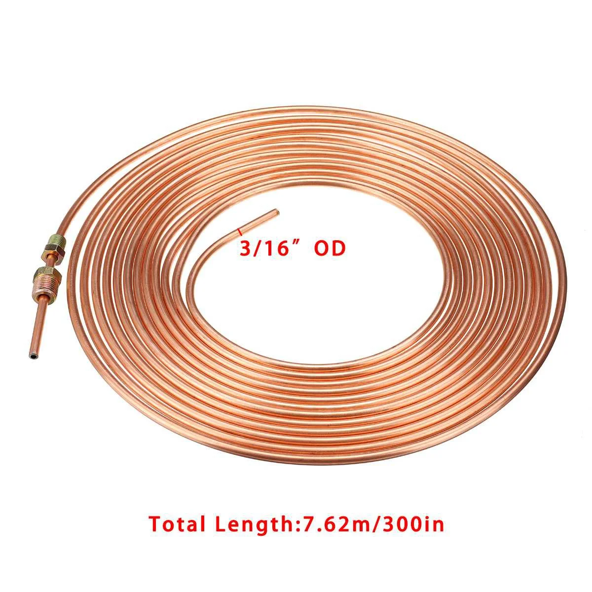 

ABBY-25Ft 7,62 м катушка рулонной трубки диаметром 3/16 дюйма, медная тормозная трубка, шланг, соединительное соединение трубопроводов с 15 гаек, фитинги
