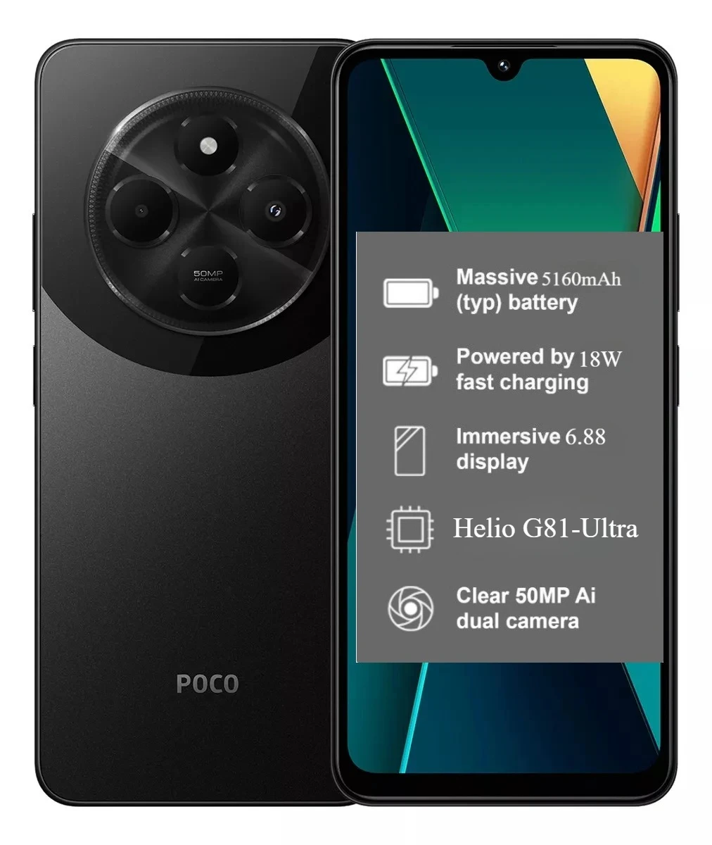 Poco C75 G81-Ultra Xiaomi hyperos 50MP AI câmera dupla 5160mAh bateria NFC 6,88 '120Hz Display