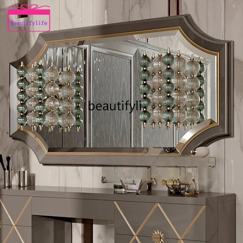 YL17  European-style villa bathroom mirror, art entrance dining side, classical living room wall-mounted decorative mirror