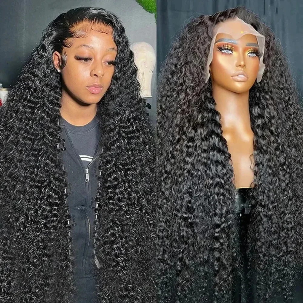 

46 Inch 13x6 13x4 HD Lace Frontal Human Hair Wigs Deep Wave Curly Wig 200 Density Pre Plucked With Baby Hair For Black Women