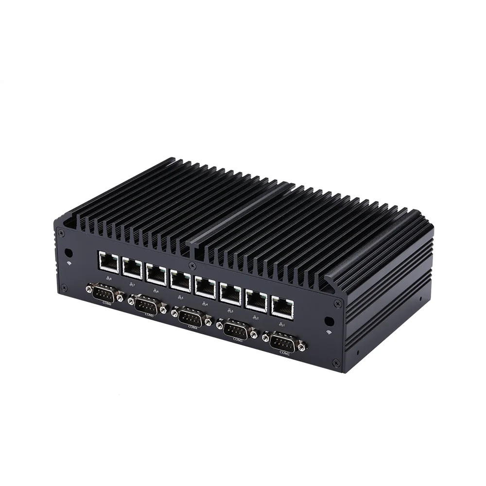 8 LAN 6 COM industriële firewall mini-pc-router Intel Celeron 3205U Core i5 5200U i7 5500U Windows Linux HD Graphics Fanless