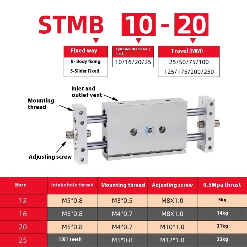 Xingchen Pneumatic double shaft double rod cylinder slide table STMB20/10/16-25 a*50X75*100X175*200250