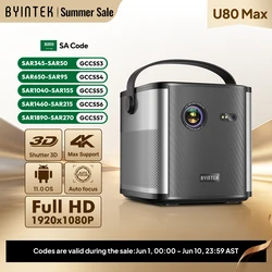 BYINTEK U80 Max Projector 3D 4K Cinema  Android 11.0 WiFi Mini Portable 1080P Home Theater Video DLP Projector with Battery