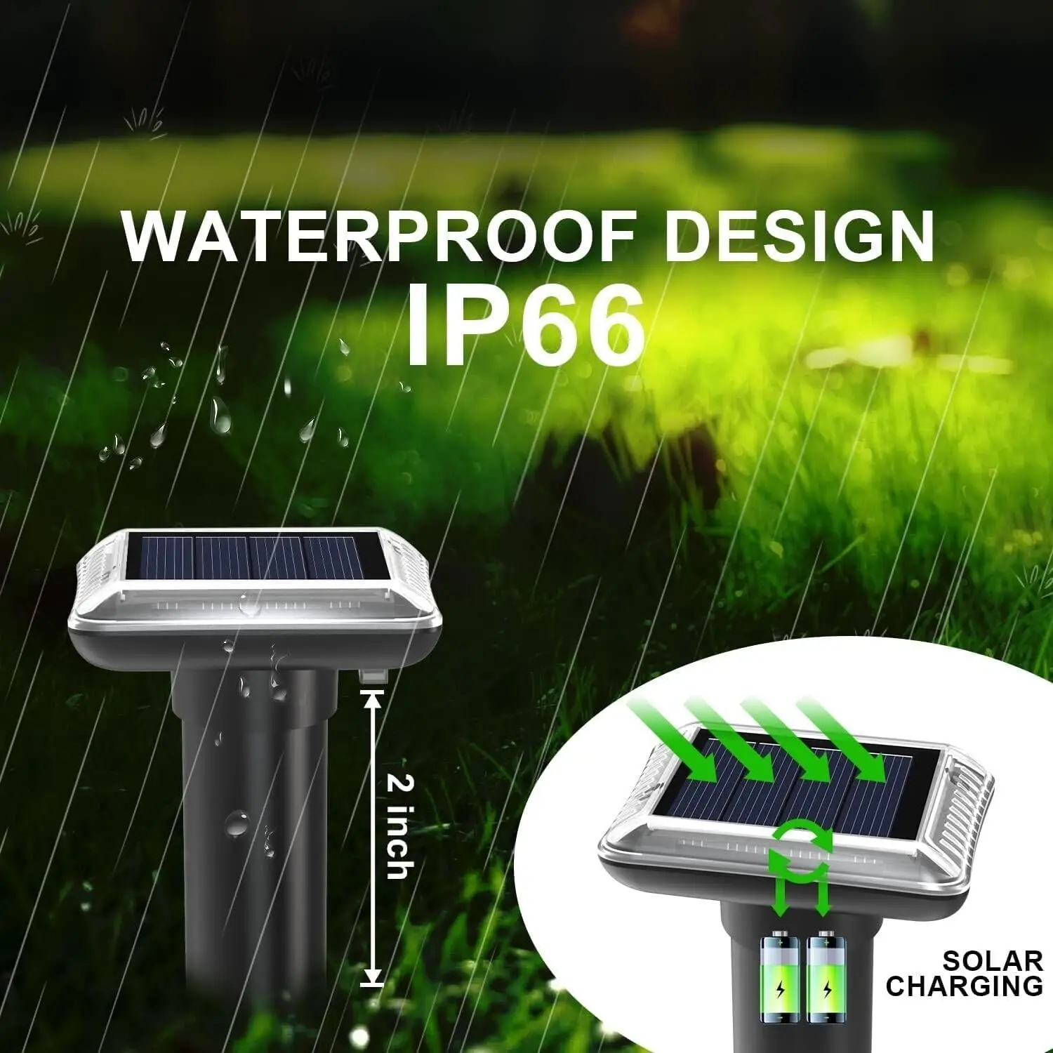 طارد فأر خارجي يعمل بالطاقة الشمسية P66 مقاوم للماء، مناسب للساحات والحدائق والمزارع