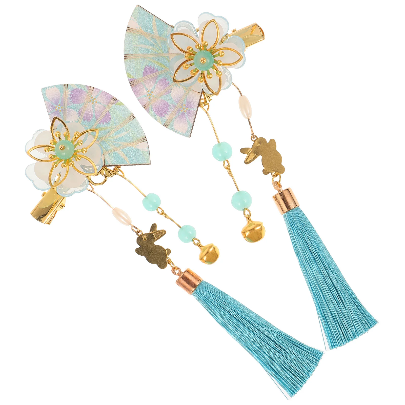 

2 Pcs Hair Pin Women Clip Bathrobe Flower Tassel Japanese Kimono Resin Hairpin Child Headdress