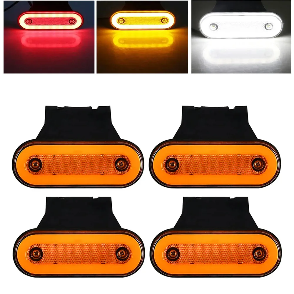 

4pcs Truck Side Marker Light Clearance Lamp With Bracket For Caravan Trailer Tractor Lorry Warning Light Car External Lamp 24V