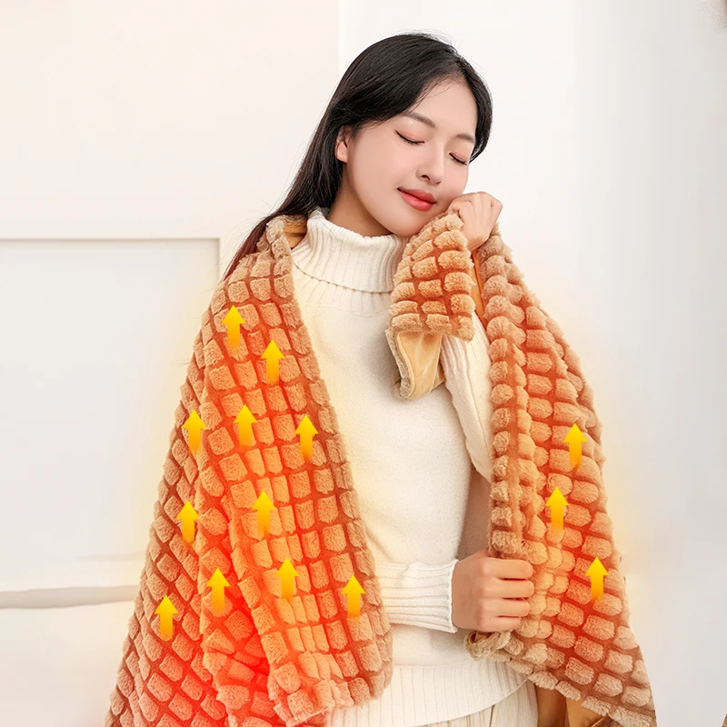 

Wearable Heated Throw Blanket, Electric Heated Wrap Poncho Shawl 3 Heat Settings,for Indoor Office Work and Cars
