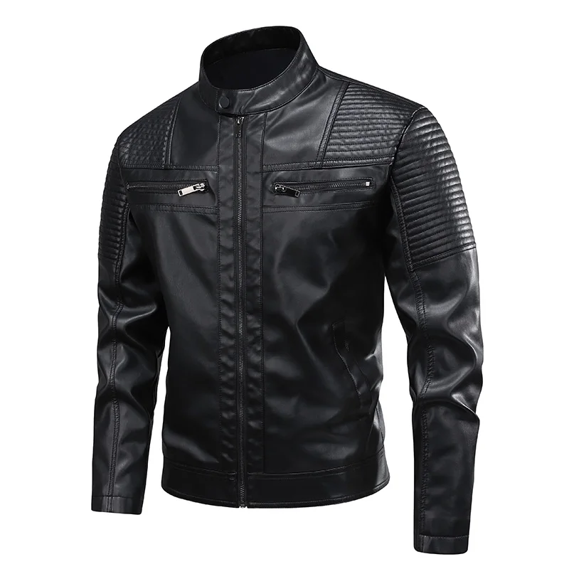 

Men's Spring Antumn PU Leather Jacket Oversized Slim Motorcycle Cycling Suit Winter Thickened PU Leather Work Clothes
