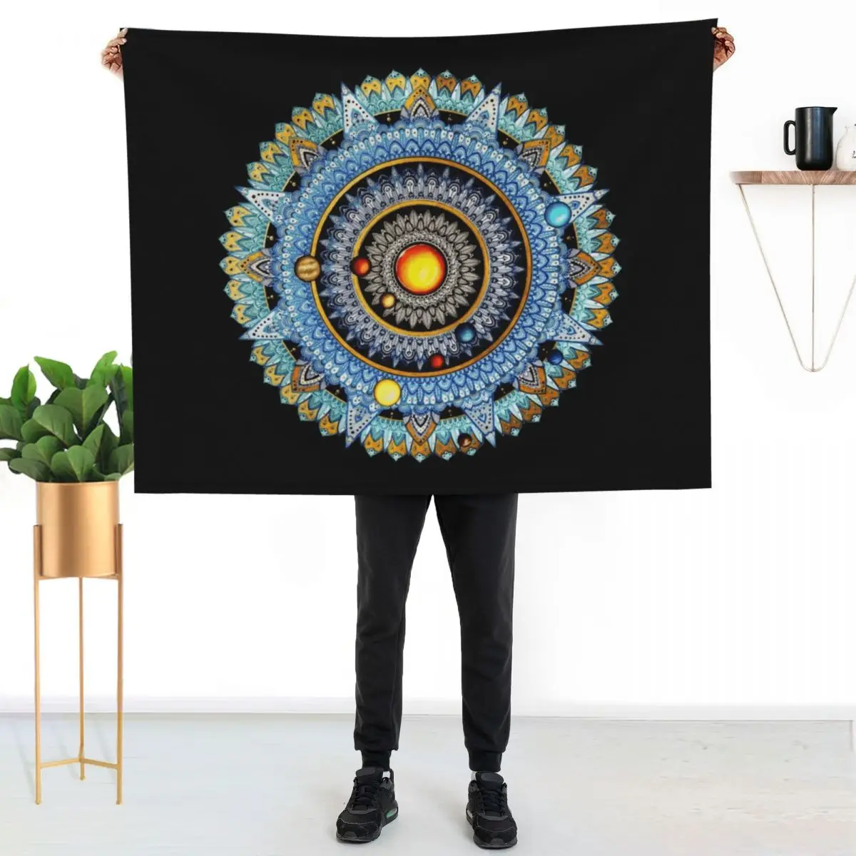 Solar System Mandala Throw Blanket Flannel Sofa Quilt blankets ands Luxury Brand For Decorative Sofa heavy to sleep Blankets