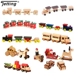 Dollhouse Miniature Wooden Mini Train Ornaments Kids Gift Toys Model Christmas Party Kindergarten Decor Furniture Scene Decors