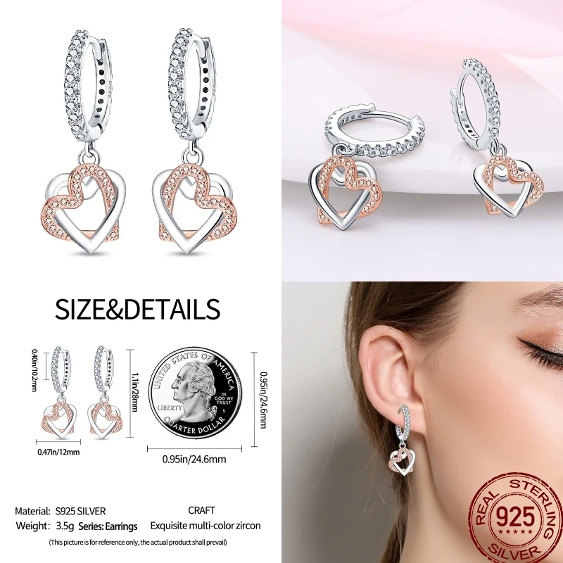 Spring Earrings Women 925 Sterling Silver Flower Butterfly Starry Moon Double Hoop Ear studs Jewelry Exquisite New Year Gift