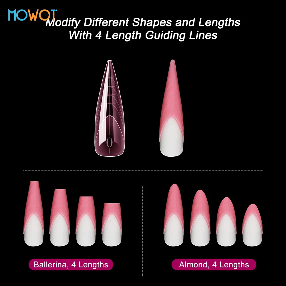 MOWOT 150pcs Nail Dual Forms Stiletto Square Acrylic Poly Nail Gel Quick Building Gel Molds Full Cover French Extension Top Form