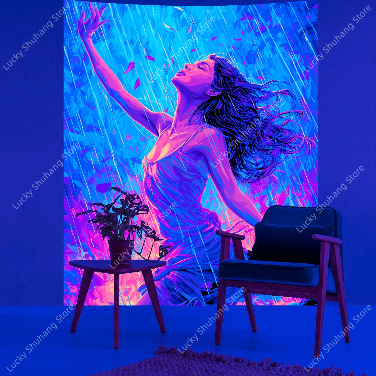 نابضة بالحياة المطر الرقص البوهيمي جدار الأشعة فوق البنفسجية نسيج مع مظلة ملونة الفن مجردة ديكور المنزل لغرفة المعيشة غرفة نوم مكتب النوم