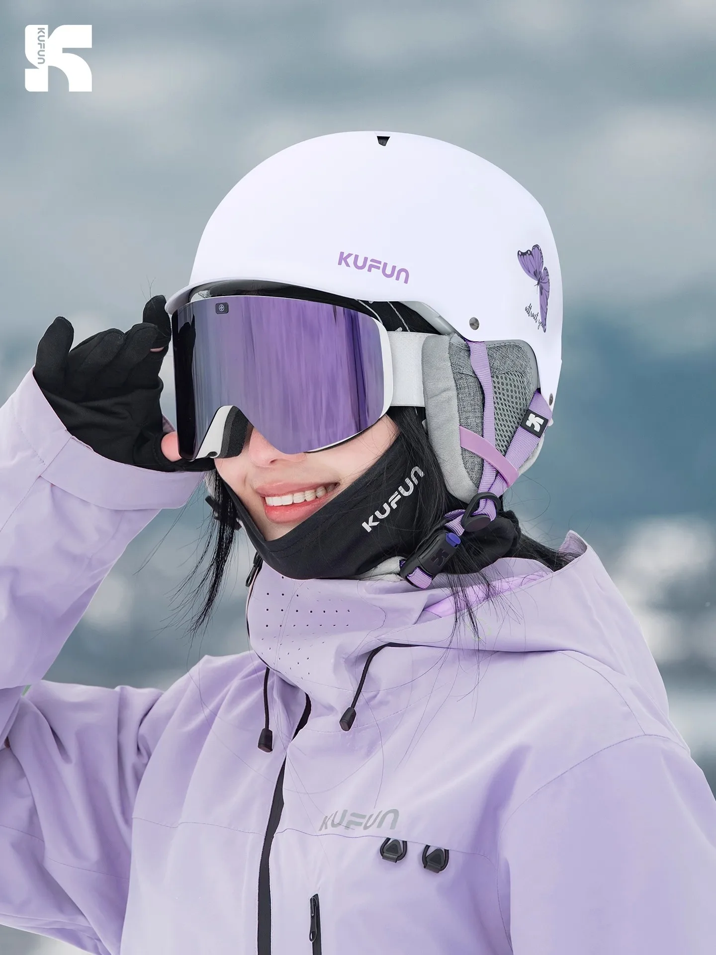 

KUFUN Ski Helmet Snow Sports Snowboard Skiing Skateboard Skating Butterfly Cat Teenager Women Men Adult Winter Safety Equipment