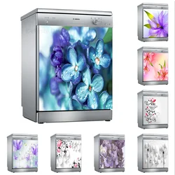 Flowers Dishwasher Stickers White Butterfly Wall Sticker Self-Adhesive Vinyl Wallpaper Custom Size Cabinet Door Home Decor Decal