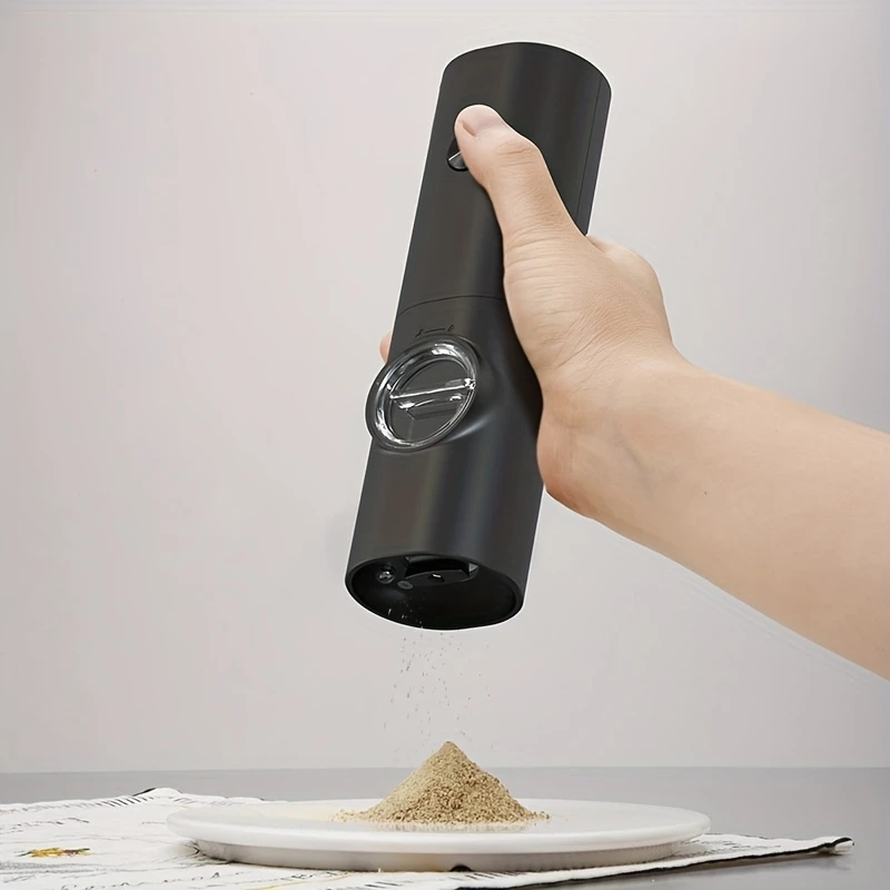 

Rechargeable Electric Salt & Pepper Grinder Set - Adjustable Coarseness, LED Light, Battery Operated, Dual Mill for Kitchen, Bla
