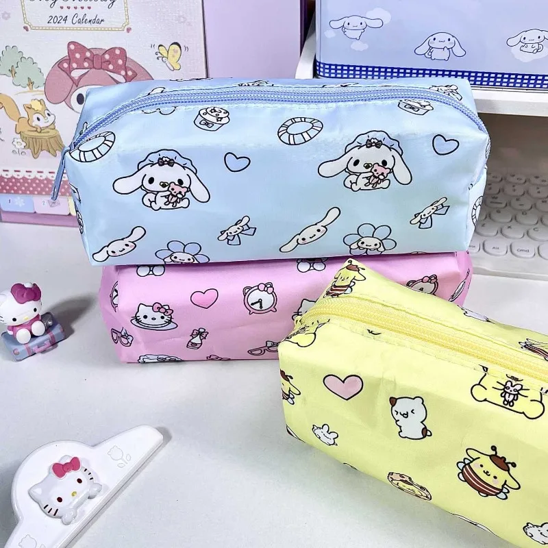 New  Hello Kitty Pencil Box Cute Cinnamoroll Dopamine Storage Bag Kuromi Cartoon Large Capacity School Supplies Gift