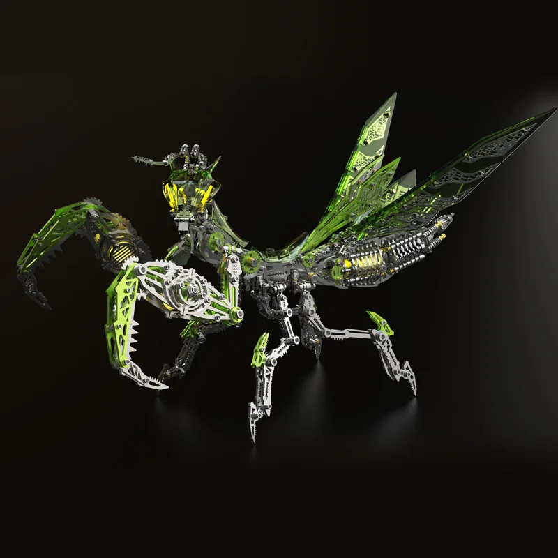 Mantis Warrior Metal Model - 3D DIY Assembly with Magnetic Movable Joints & LED Light