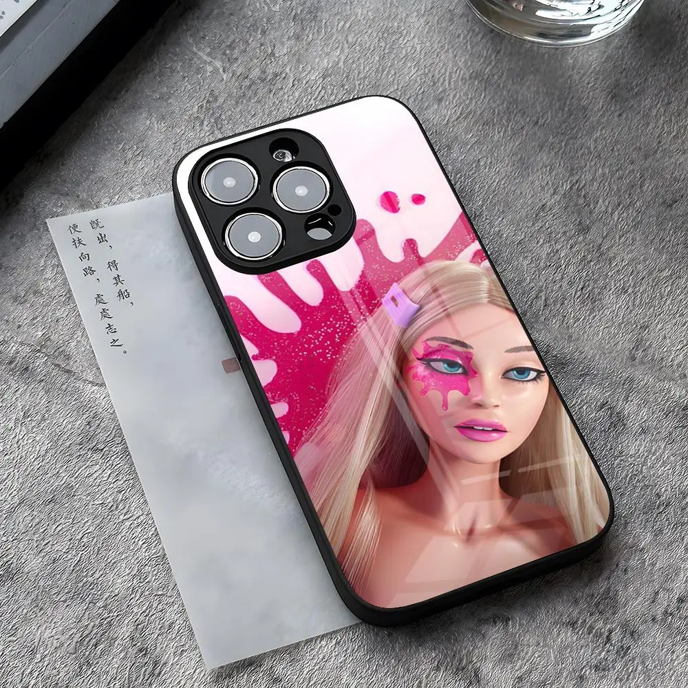 Cute B-Barbies Phone Case For IPhone 15 Pro Max 14 Pro 12 11 13 Mini X XR XS 16 Plus SE Tempered Glass Back Cover