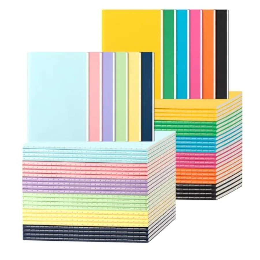 

Набор из 60 цветных линованных тетрадей для записей и дневников, формат А5, 8,3x5,5 дюйма, 60 страниц, 30 листов, скетчбуки для рисования