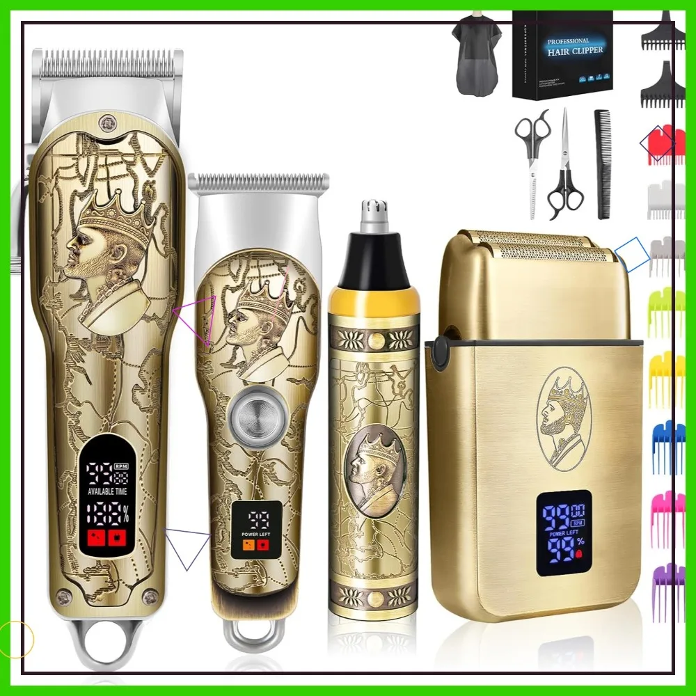 

Men's Cordless Hair Clipper & Trimmer Set, LED Display, Barber Grooming Kit