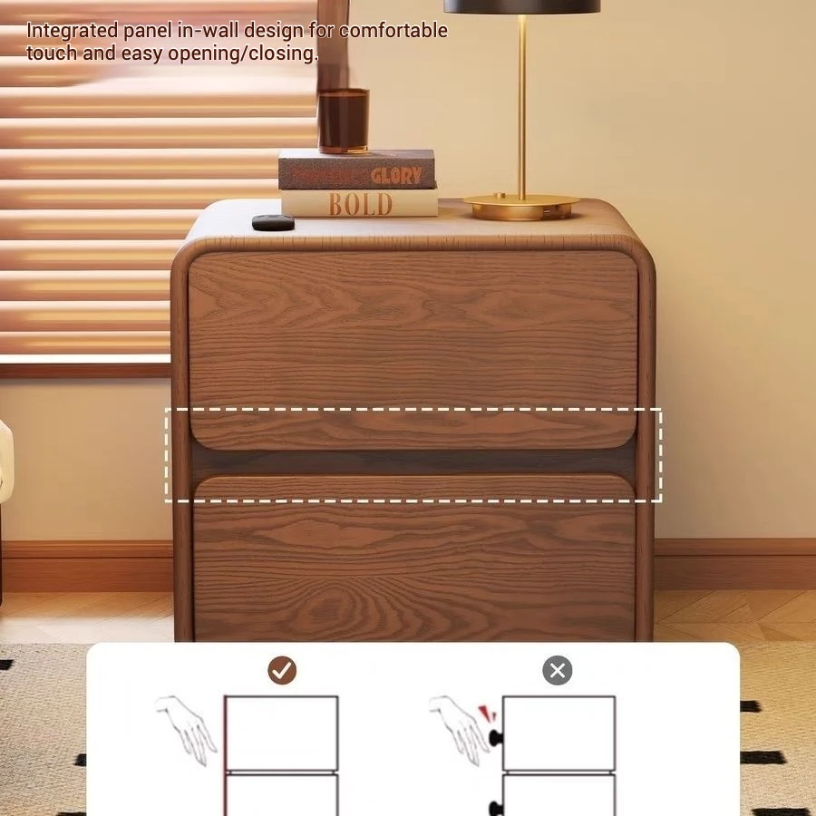 Custom Modern Simple Light Luxury Small Bedroom Bedside Cabinet With 2 Drawers For Bedroom Living Room