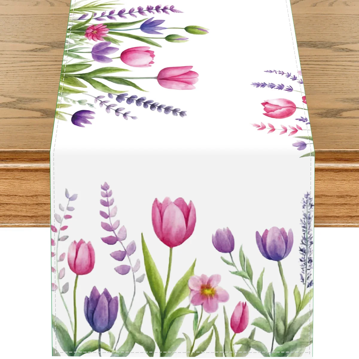 1pc, Spring & Summer Floral Table Runner,  Colorful Flower Design, Rectangle, Woven, for Weddings, Festivals, Home Decor