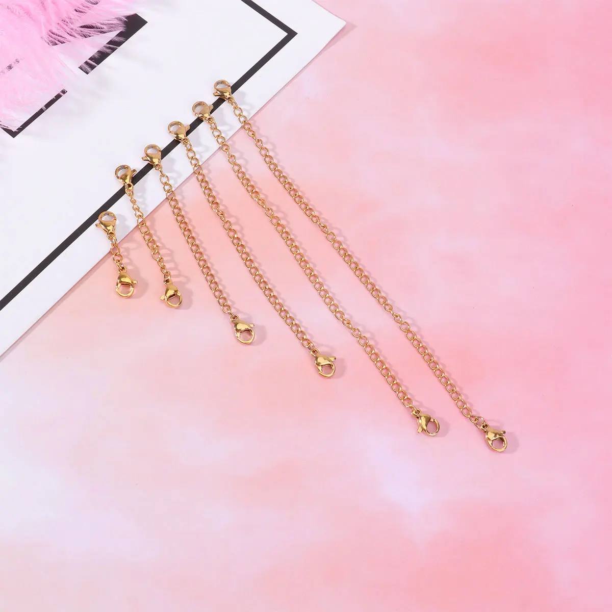 

6pcs Stainless Steel Lobster Clasp Extender Chain 50Mm 75Mm 100Mm 125Mm 150Mm 25Mm Golden Necklace Bracelet Extension Diy