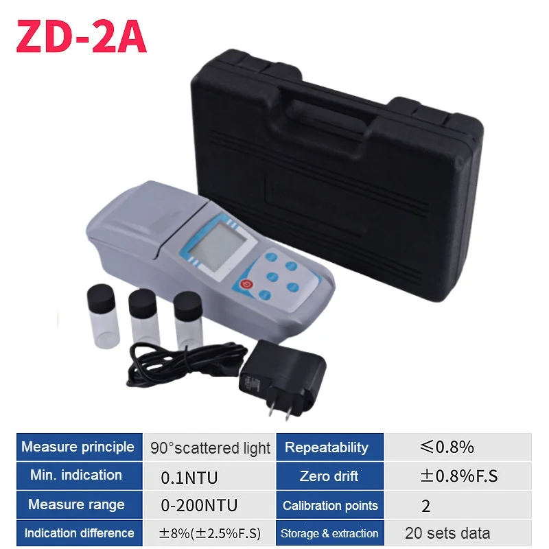 Turbidimeter Microcomputer Scattered Light Turbidity Meter Intelligent Colorimeter Range 0-200NTU 0.1NTU with Calibration Fluid