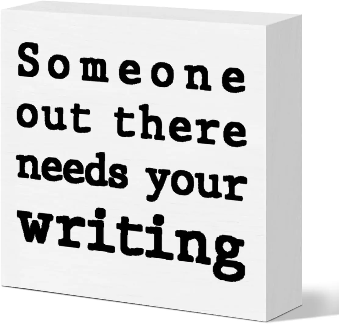 

Wooden Box Sign for Writers, Novelist Author Gift Home Office Desk Decor with Inspirational Quote