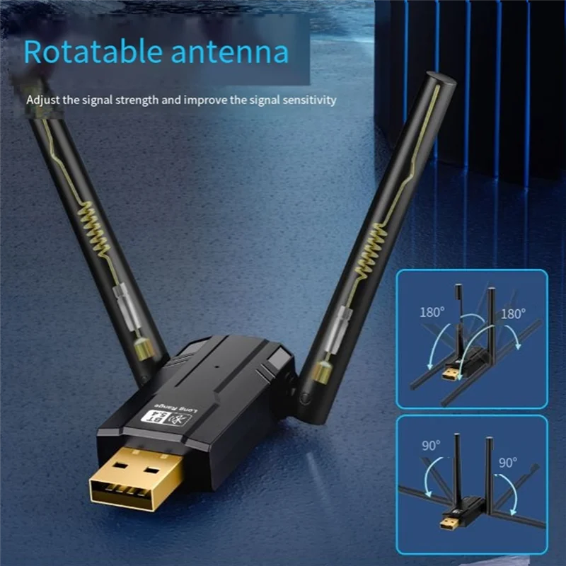 150 meter Bt5.4 Bluetooth-adapter Gratis schijf Computer USB Bluetooth Audio Headset Ontvangstzender met antenne-POS