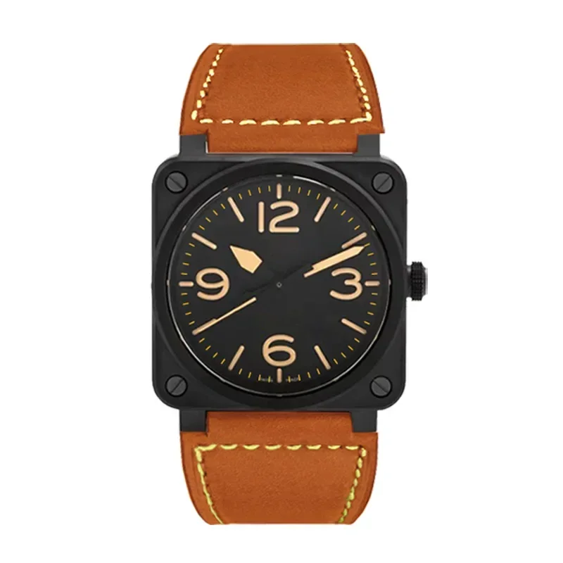 

2024 High Quality Men's Automatic Mechanical Watch Clock Brown leather 46mm large dial Men's Casual Watch AAA clock