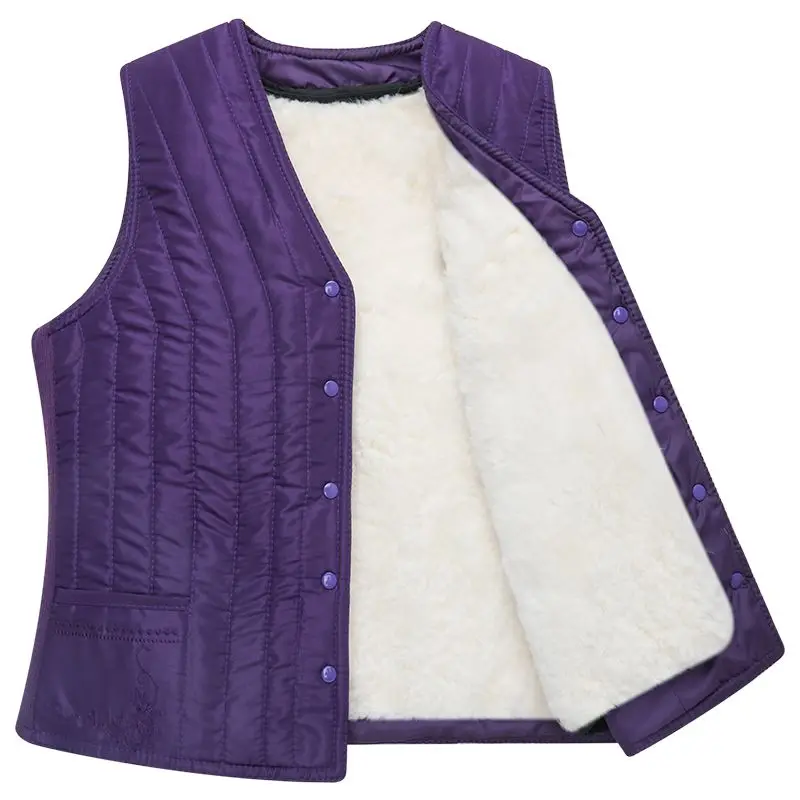 

Mom Polar Fleece Coats for Women's Vest Autumn Sleeveless Vests for Women Jacket Fashion Button Casual Waistcoat Female TS379