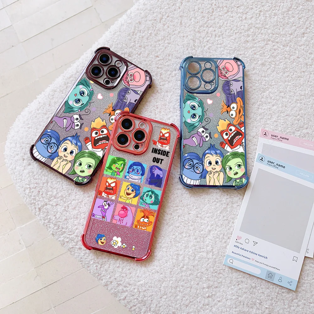 Cute Inside Out 2 Pattern Phone Case For Xiaomi 14 13 Redmi 10 10C 9 K50 Note 12 Poco F4 F5 X5 X3 4G 5G Shockproof Bling Armor