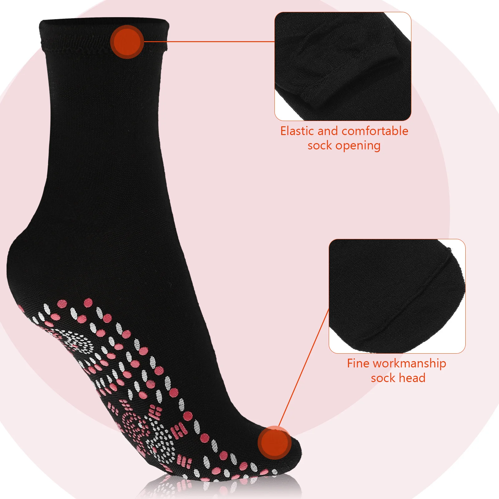 

4pcs Thermal Socks Self-Heating Massage Design Winter Warmth Breathable Cotton Heated Socks For Men Women Foot Warmer