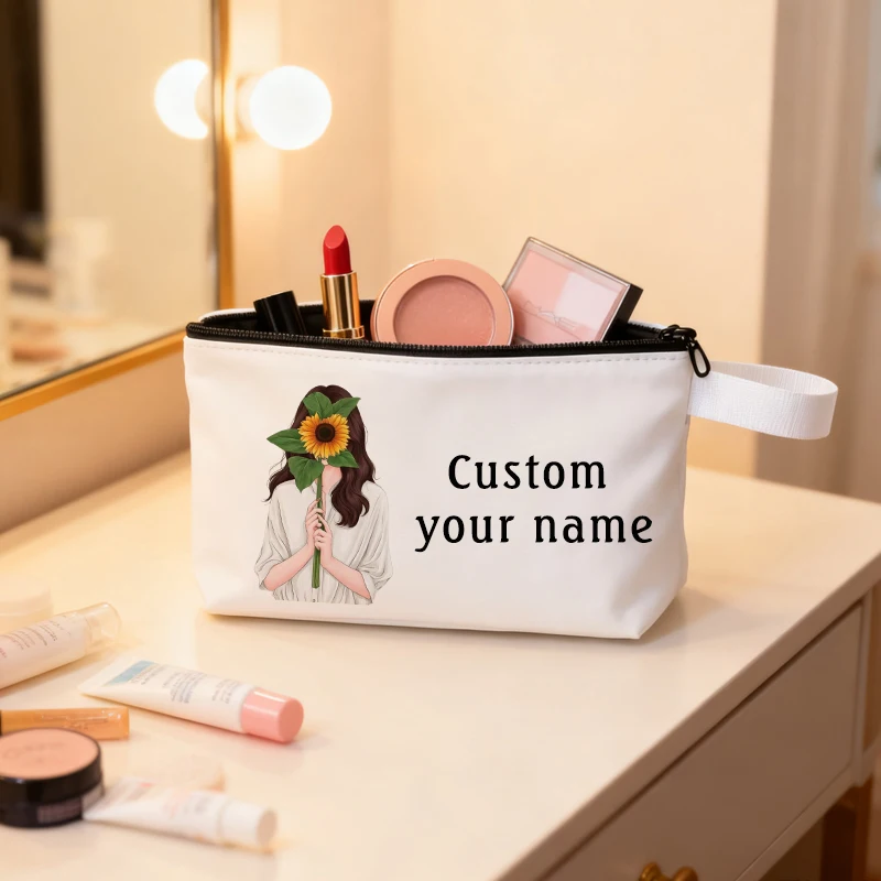 

Custom Name Women's Bag Organizers Cosmetic Bag Durable Travel Practical Accessories Gift Pencil Cases Small Cosmetic Pouch
